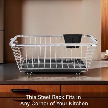 Steel Kitchen Dish Drainer – With Spoon Holder & Tray