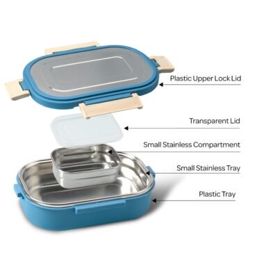Premium Steel Meal Box – Leak-Proof, 2 Section (1pc)