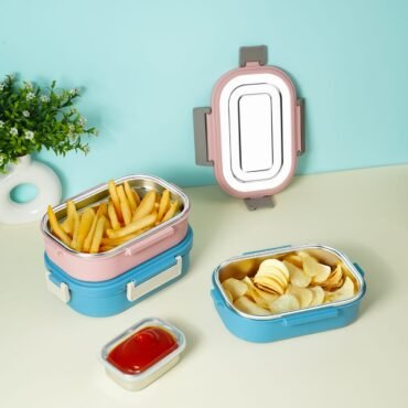 Premium Steel Meal Box – Leak-Proof, 2 Section (1pc)