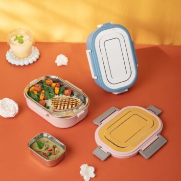 Premium Steel Meal Box – Leak-Proof, 2 Section (1pc)
