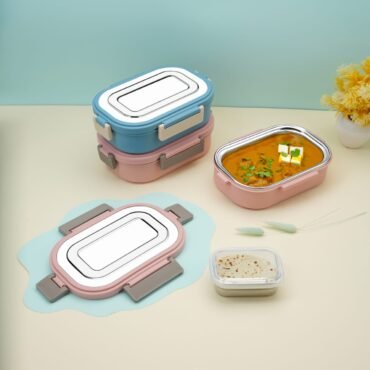 Premium Steel Meal Box – Leak-Proof, 2 Section (1pc)