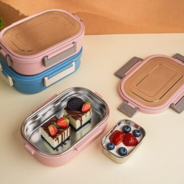 Premium Steel Meal Box – Leak-Proof, 2 Section (1pc)