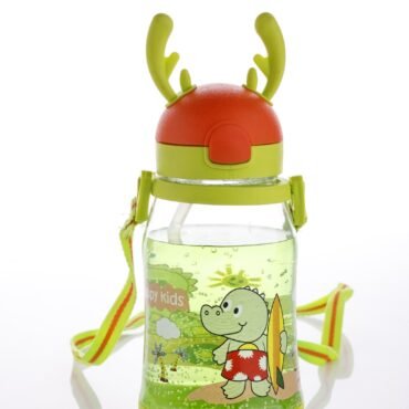 Kids Cartoon Water Bottle – Deer Design (With Straw)