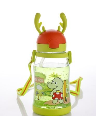 Kids Cartoon Water Bottle – Deer Design (With Straw)