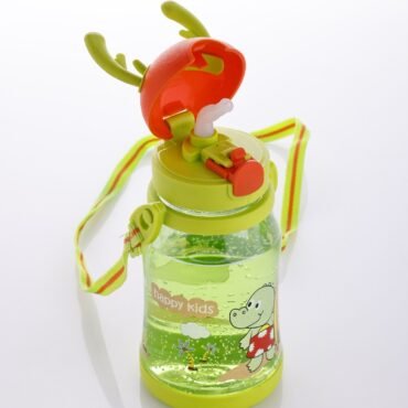 Kids Cartoon Water Bottle – Deer Design (With Straw)