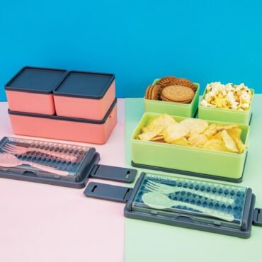 Double-Layer Plastic Lunch Box – 3 Section, 1400ml