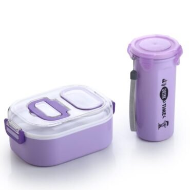 Kids Lunch Box Combo – Tiffin, Bottle & Spoon (Purple)
