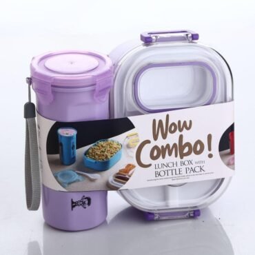 Kids Lunch Box Combo – Tiffin, Bottle & Spoon (Purple)