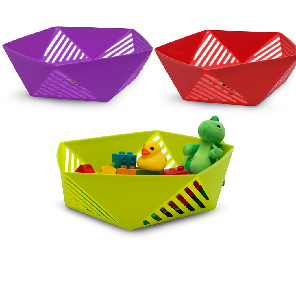 Geometric Fruit Basket – Plastic Kitchen Bowl - Image 2